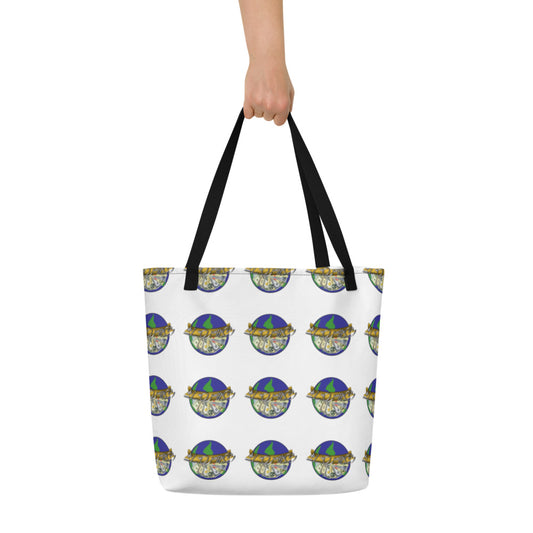 Dollars. On. Top Globe All-Over Print Large Tote Bag
