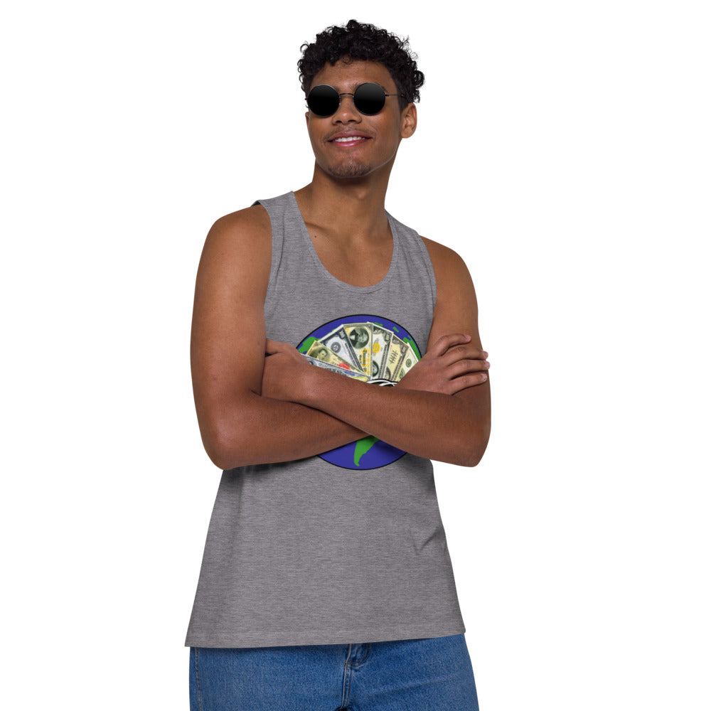 Dollars. On. Top Globe Edition Men’s Premium Tank Top