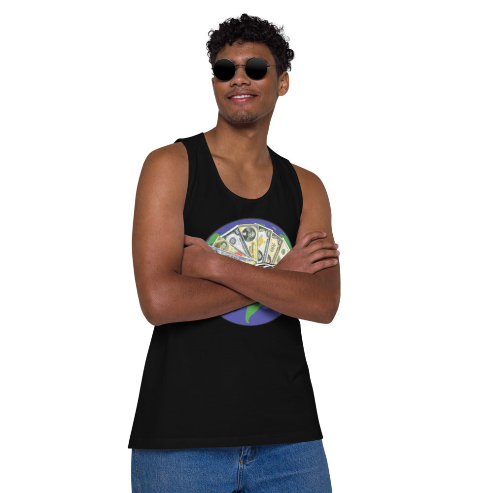 Dollars. On. Top Globe Edition Men’s Premium Tank Top