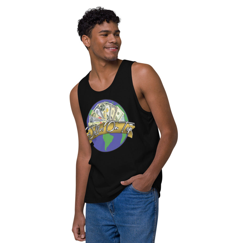 Dollars. On. Top Globe Edition Men’s Premium Tank Top