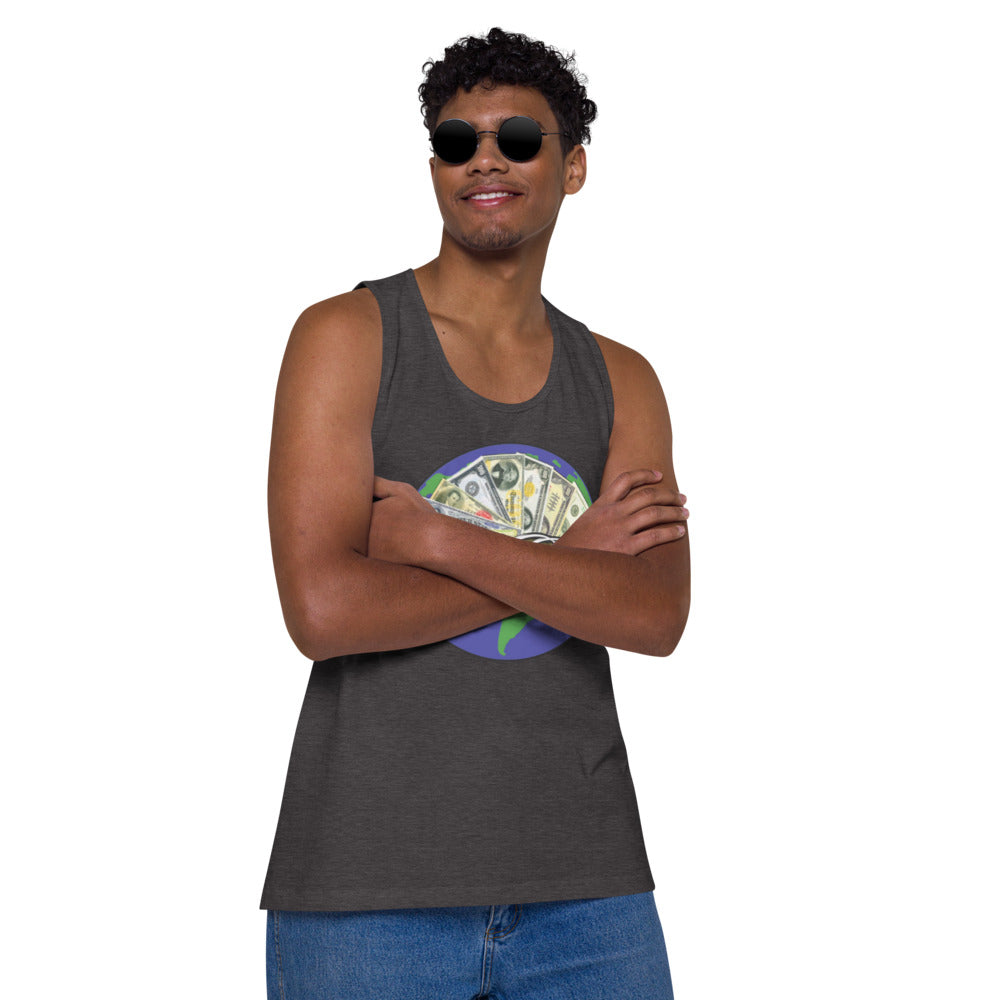 Dollars. On. Top Globe Edition Men’s Premium Tank Top