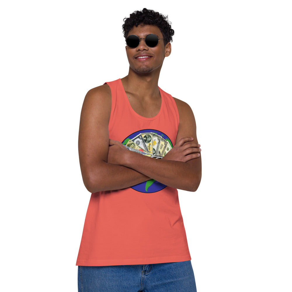 Dollars. On. Top Globe Edition Men’s Premium Tank Top