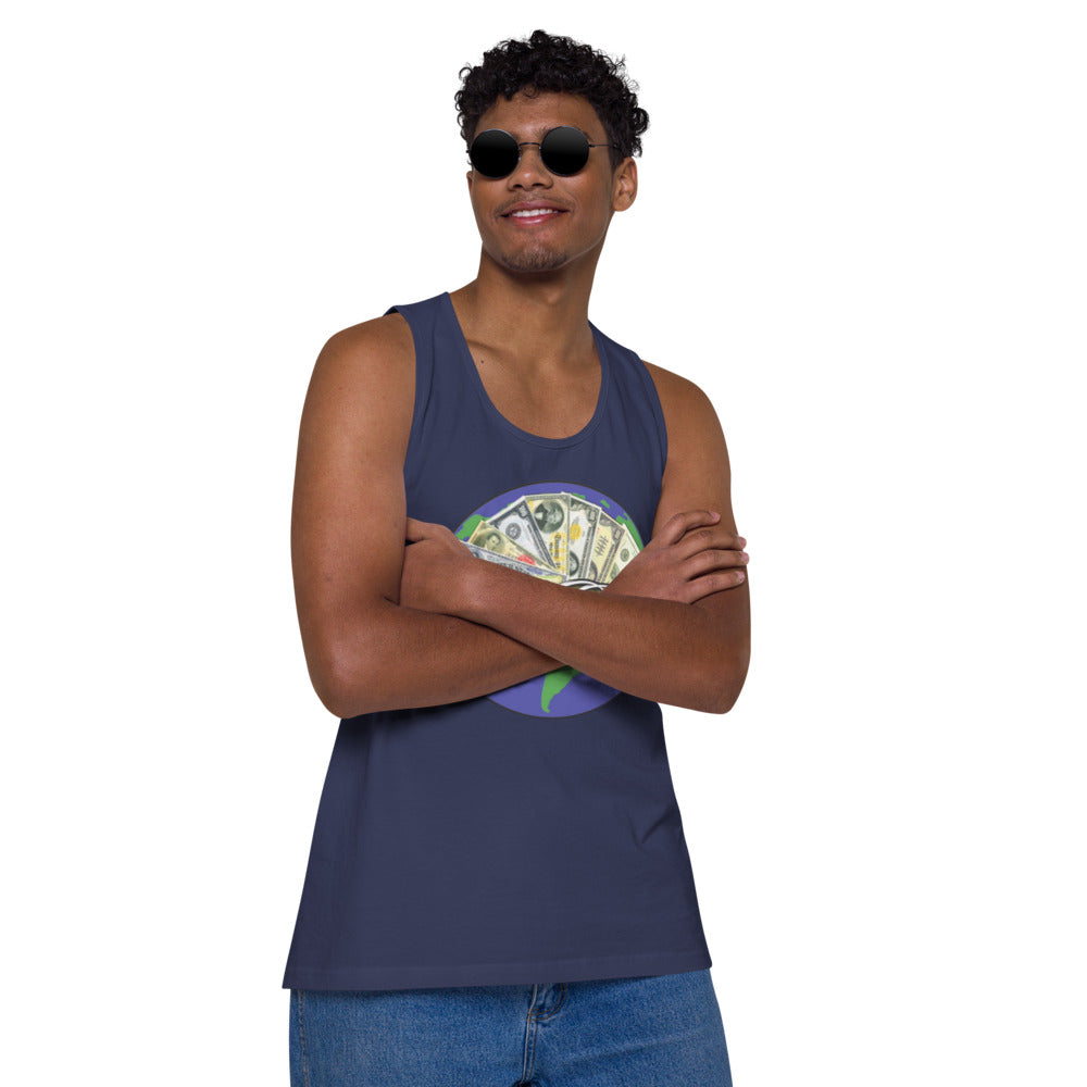 Dollars. On. Top Globe Edition Men’s Premium Tank Top