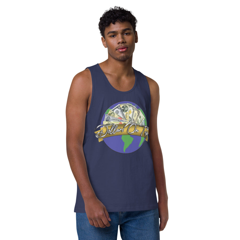 Dollars. On. Top Globe Edition Men’s Premium Tank Top