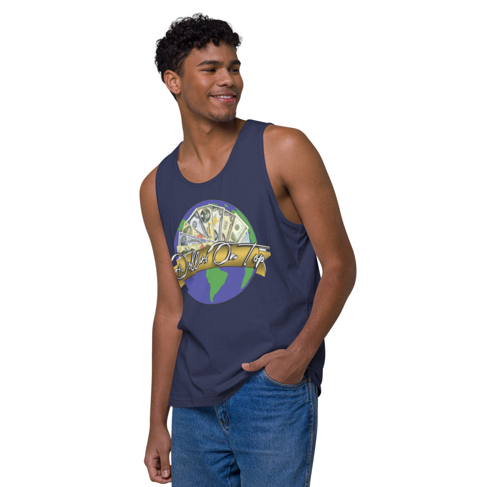 Dollars. On. Top Globe Edition Men’s Premium Tank Top