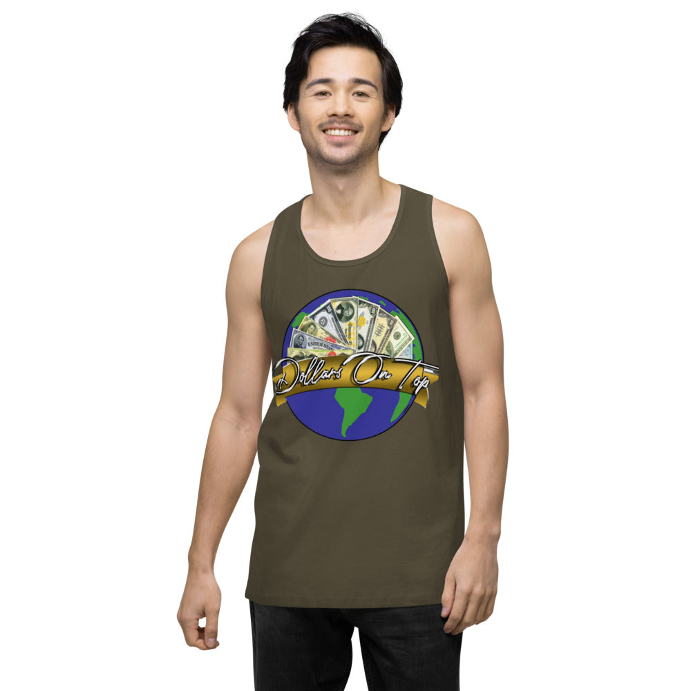 Dollars. On. Top Globe Edition Men’s Premium Tank Top