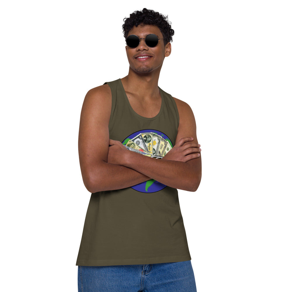 Dollars. On. Top Globe Edition Men’s Premium Tank Top