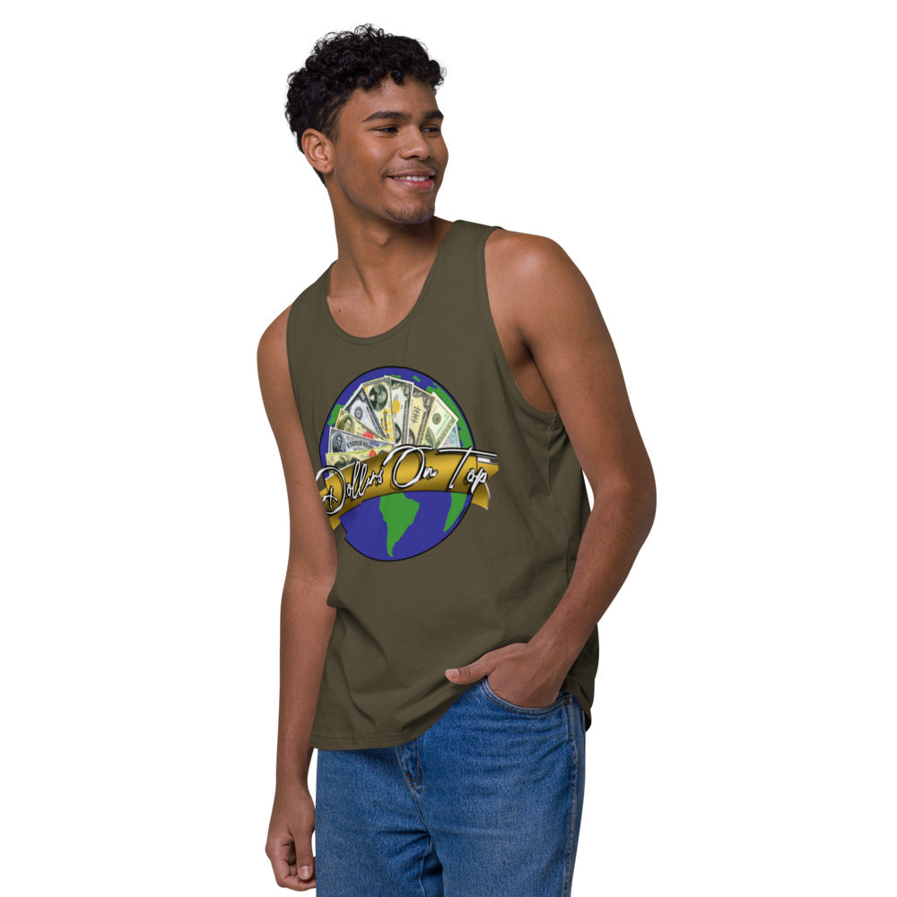Dollars. On. Top Globe Edition Men’s Premium Tank Top