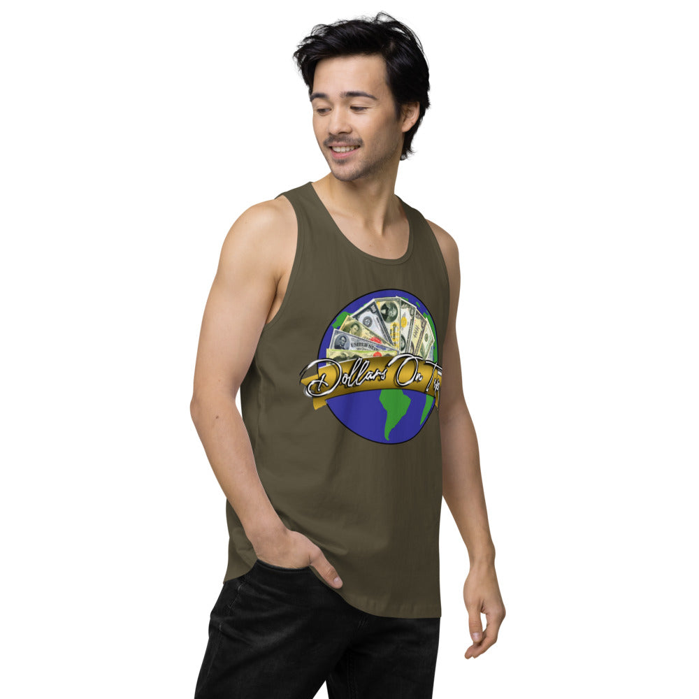 Dollars. On. Top Globe Edition Men’s Premium Tank Top