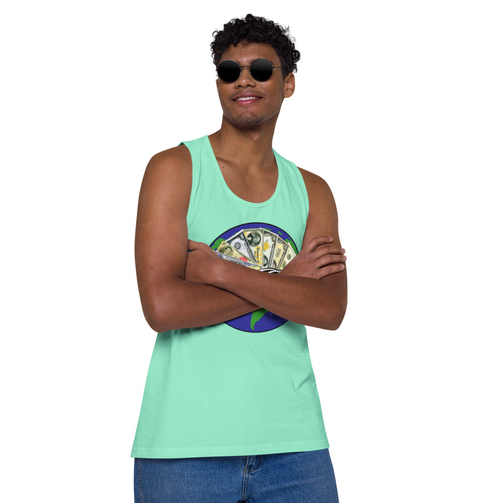 Dollars. On. Top Globe Edition Men’s Premium Tank Top