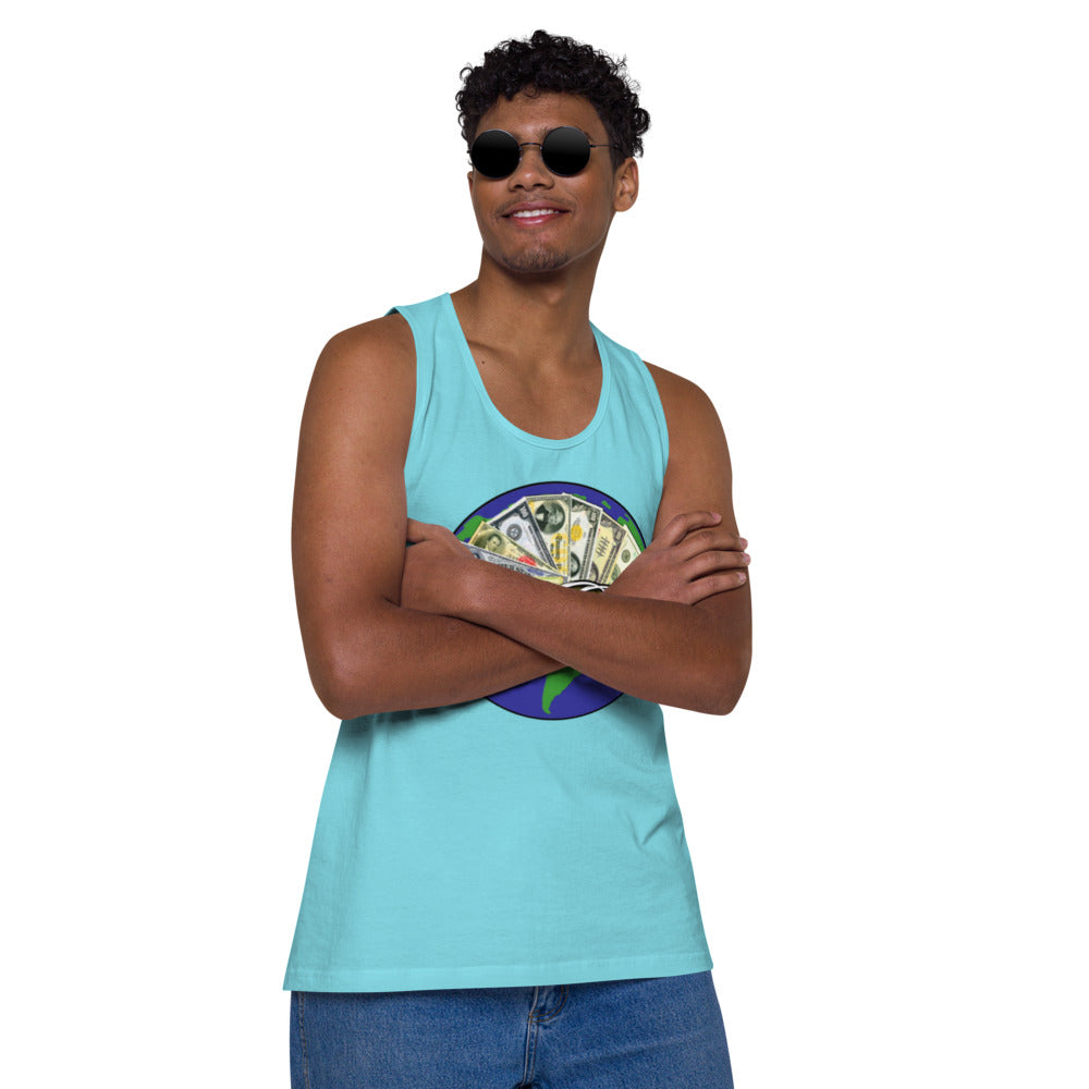 Dollars. On. Top Globe Edition Men’s Premium Tank Top
