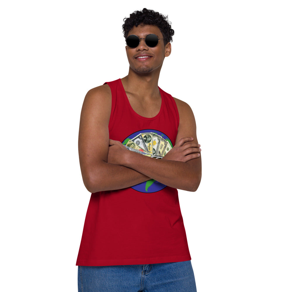 Dollars. On. Top Globe Edition Men’s Premium Tank Top