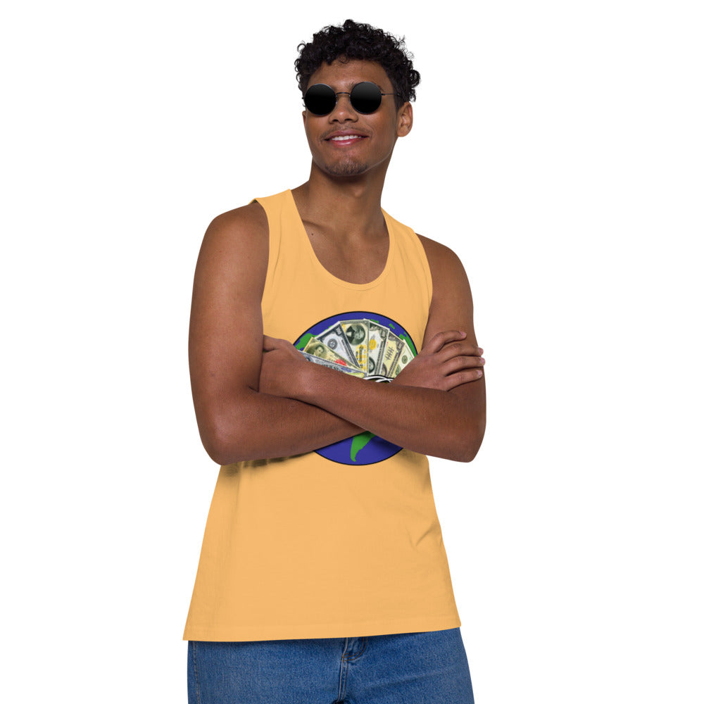 Dollars. On. Top Globe Edition Men’s Premium Tank Top