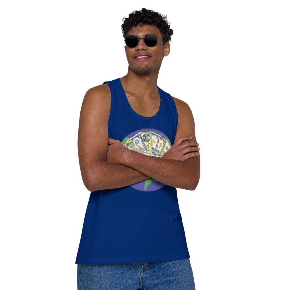 Dollars. On. Top Globe Edition Men’s Premium Tank Top