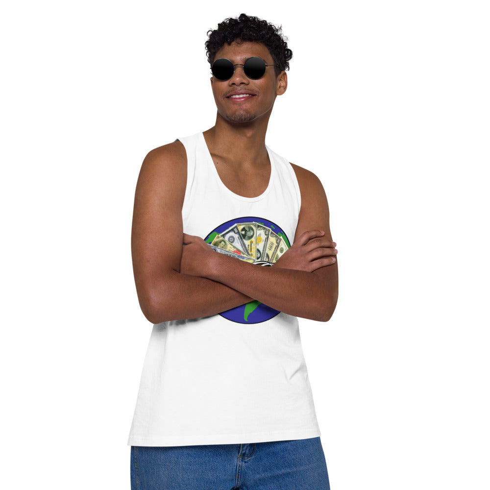 Dollars. On. Top Globe Edition Men’s Premium Tank Top