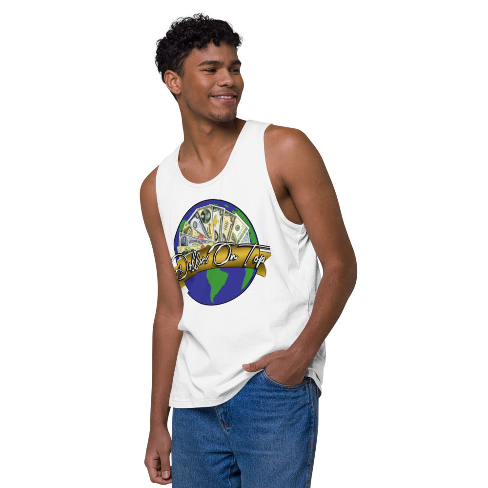 Dollars. On. Top Globe Edition Men’s Premium Tank Top