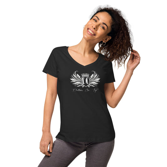 Dollars. On. Top Wings Edition Women’s Fitted V-Neck T-Shirt