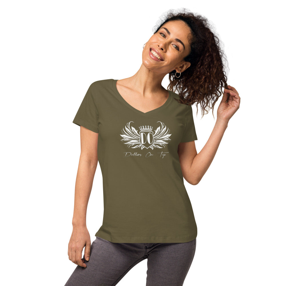 Dollars. On. Top Wings Edition Women’s Fitted V-Neck T-Shirt