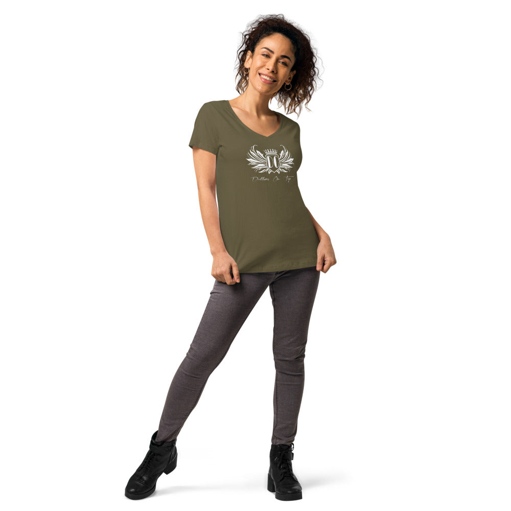 Dollars. On. Top Wings Edition Women’s Fitted V-Neck T-Shirt