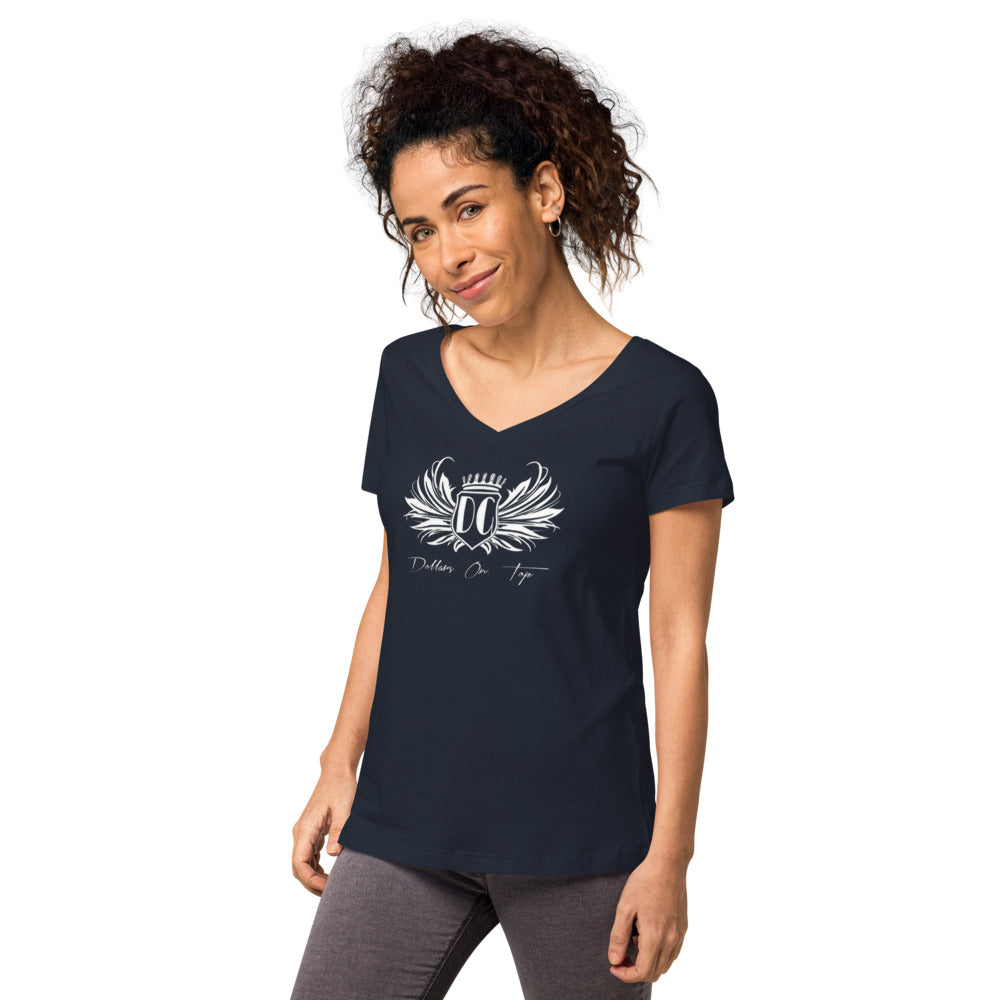 Dollars. On. Top Wings Edition Women’s Fitted V-Neck T-Shirt