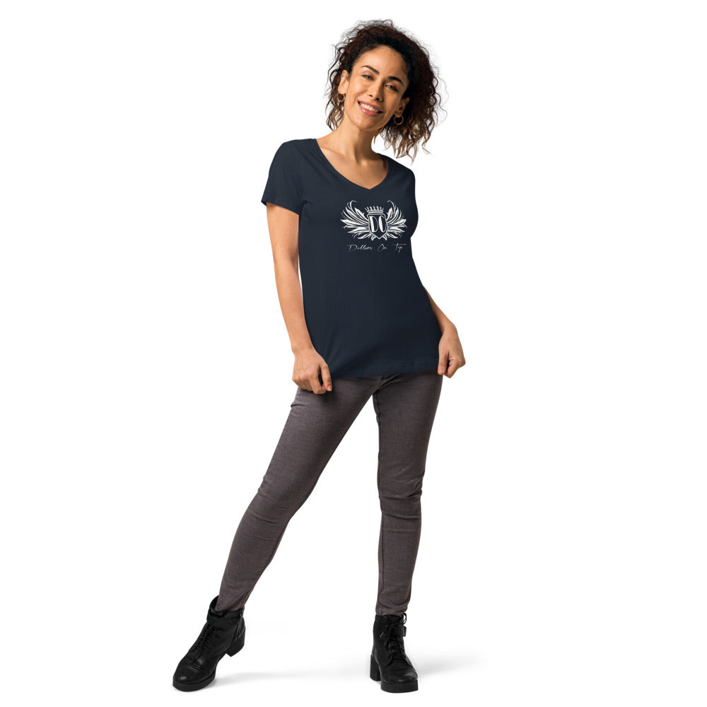 Dollars. On. Top Wings Edition Women’s Fitted V-Neck T-Shirt