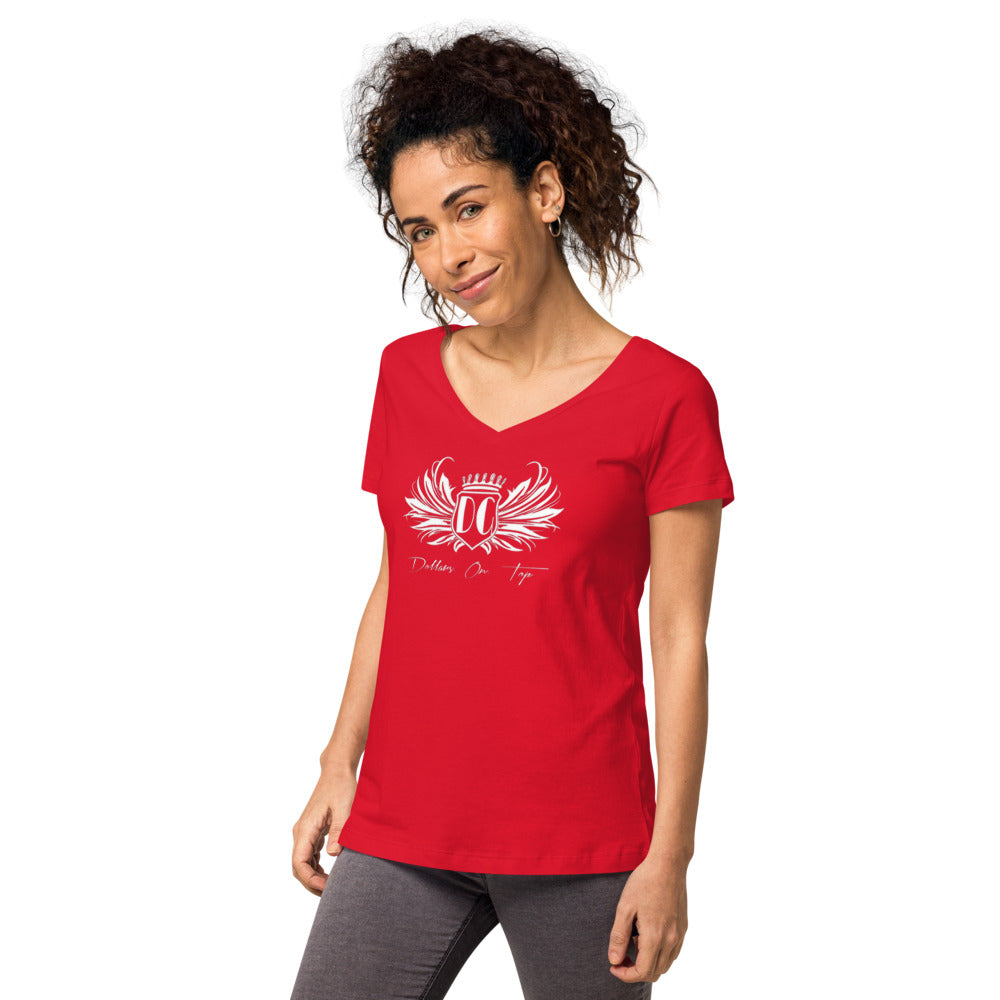 Dollars. On. Top Wings Edition Women’s Fitted V-Neck T-Shirt