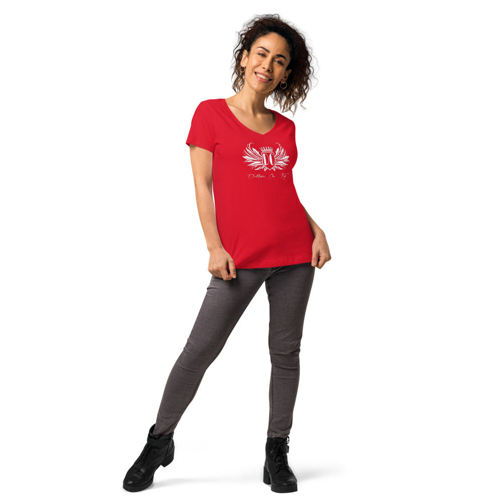 Dollars. On. Top Wings Edition Women’s Fitted V-Neck T-Shirt