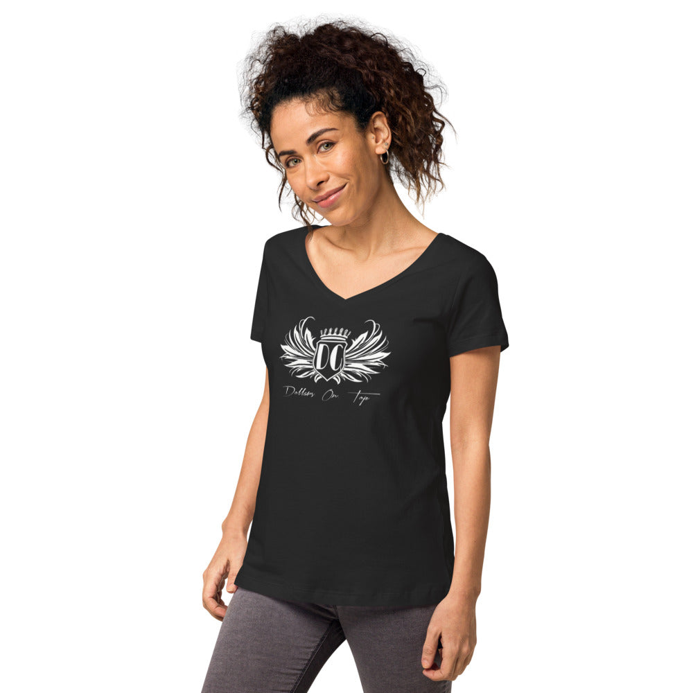 Dollars. On. Top Wings Edition Women’s Fitted V-Neck T-Shirt
