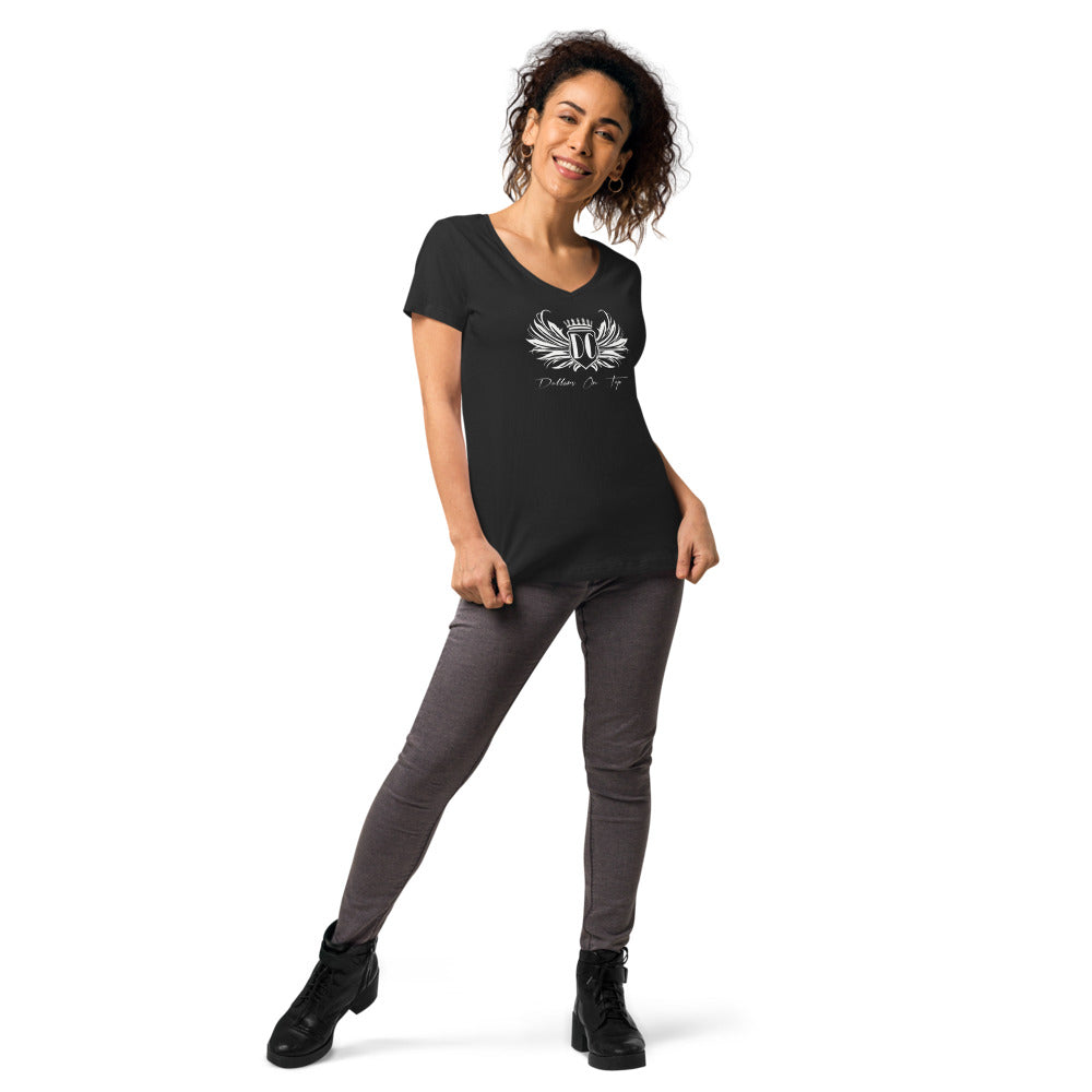 Dollars. On. Top Wings Edition Women’s Fitted V-Neck T-Shirt